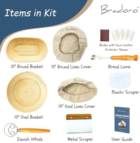 Sourdough Bread Kit with B Anneton Proofing Baskets for Making Perfect Loaves