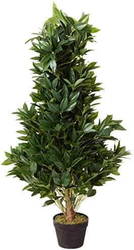Nearly Natural4-Ft Bay Leaf Artificial Topiary UV-Resistant IndoorOutdoor