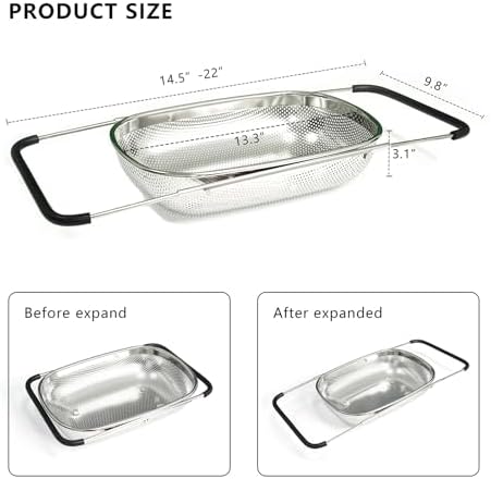 REDANT Expandable Colander Effortlessly Strains Wet Ingredients