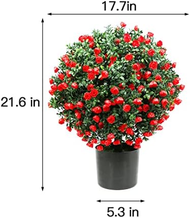 Sunnyglade 216 Tall Artificial Rose Topiary 2-Piece UV-Resistant Potted Set