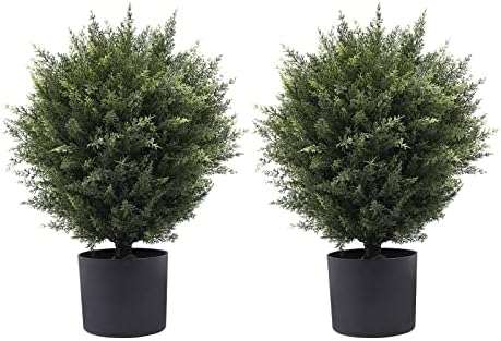 Natural-Looking 21 Artificial Cedar Shrubs Set of 2