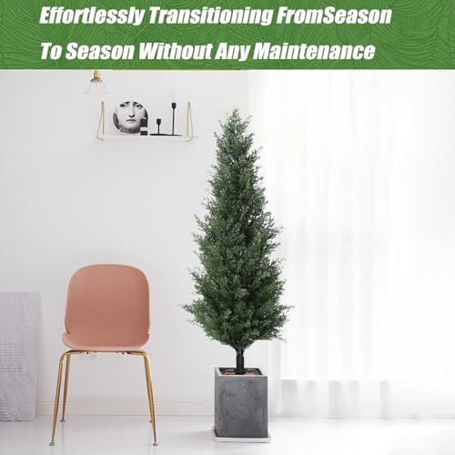 42-Inch Artificial Cypress Fronted Outdoor Topiary