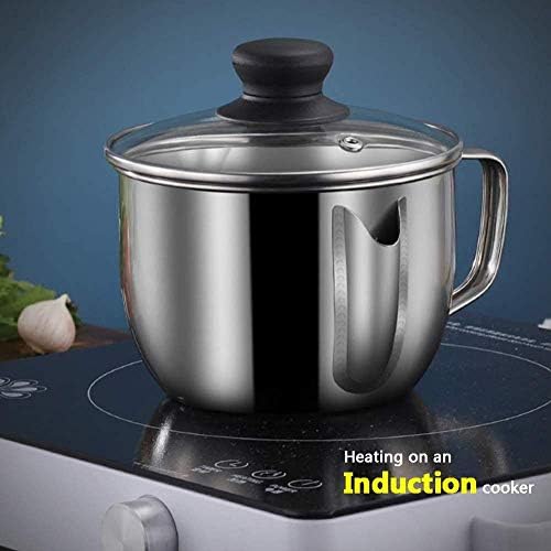 Premium Stainless Steel Oil Strainer with Colander Glass Top 1000ML