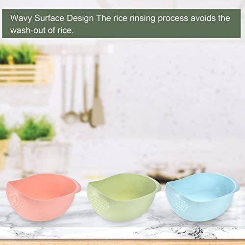3pcs Rice Sieve Plastic Colander Kitchen Drain Basket with Handles