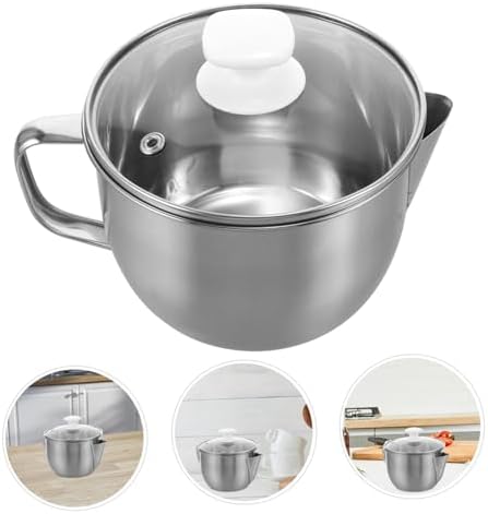 Stainless Steel Oil Strainer Pot with Glass Lid for Grease Removal