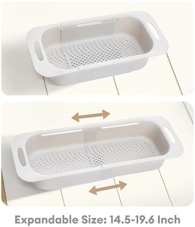 Beruyu Extendable Colander Collapsible Sink Strainer Basket Gray