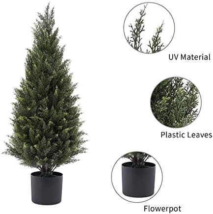 Artificial Cedar Real-Leaf Potted Plant Set