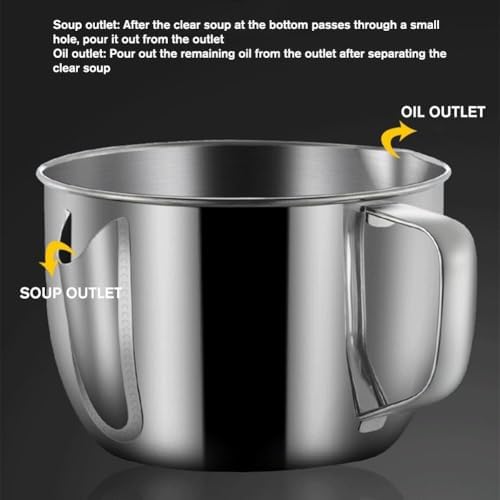 Stainless Steel 1L Fat Separator with Handle and Glass Lid