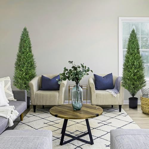 Decwin 2 Packs 5ft Artificial Cedar Topiary Trees 1