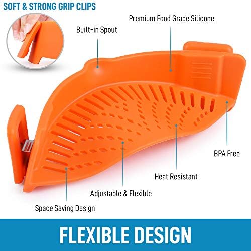 Zulay Silicone Pot Strainer - Adjustable Heat-Resistant Built-In Drain Premium Quality