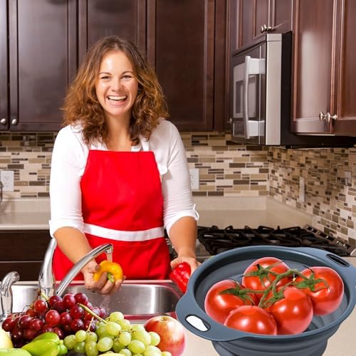 YARRD Space-Saving Silicone Colander with Handle for Kitchen Camping