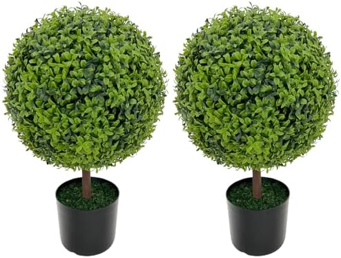 ROOMTEC 2 Pcs 22 Inch Artificial Boxwood Topiary Trees