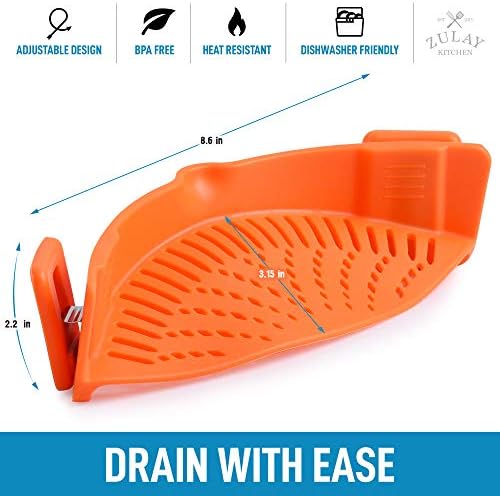 Zulay Silicone Pot Strainer - Adjustable Heat-Resistant Built-In Drain Premium Quality