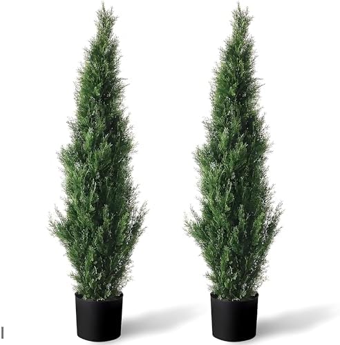 Set of 2 Pre-Potted 3-Foot Cedar Faux Trees