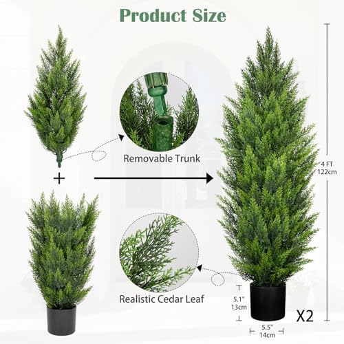 4ft Cedar Topiary Set for Home Outdoor Use