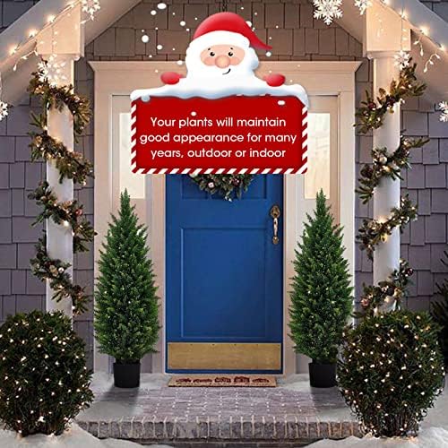 Two Pre-Potted 3 Artificial Cedar Topiary Outdoor Indoor Display