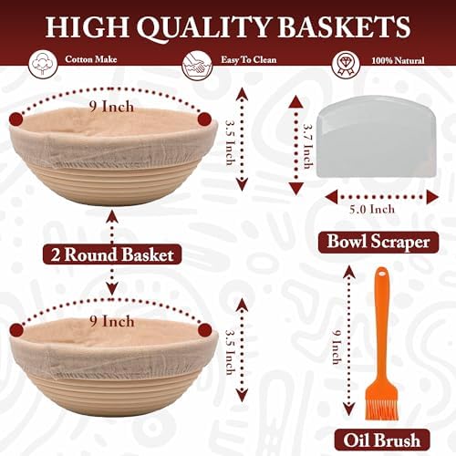 Banneton Interior Round Proofing Basket Set