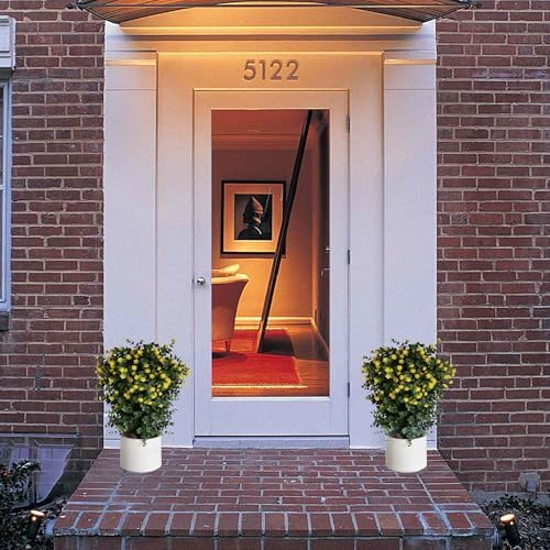 OAZALDA 2 Pack Artificial Boxwood Stems with Small Yellow Flowers Topiary Bonsai 25