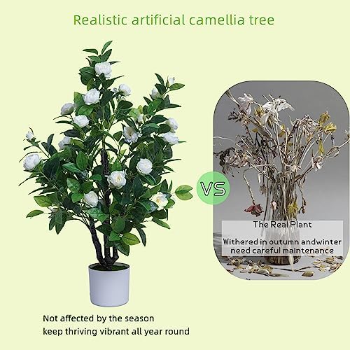 ECOFOREST Artificial Camellia Tree 35in Faux Floral