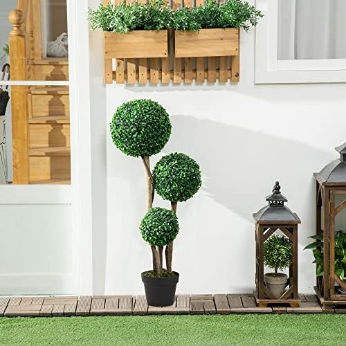 3-Ball Realistic Boxwood Topiary for Home Outdoor Use
