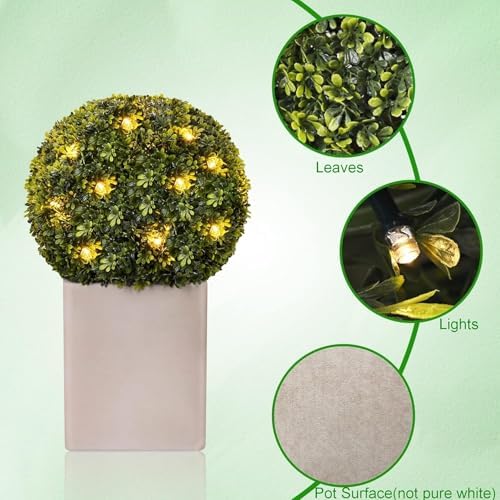 Arti-Bloom Artificial Topiary with Pot Lights Front Porch Outdoor Plant