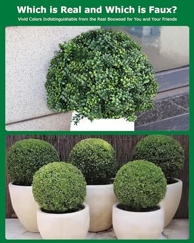 276inch Boxwood Topiary Fake Plant UV Resistant Outdoor Decor