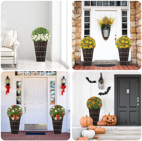 SEVENLOVE Artificial Boxwood Topiary Ball with Lights