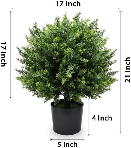 GZFDY 21-Inch Artificial Cedar Ball Trees Set of Two