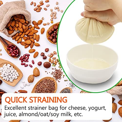 Premium 3-Pack Cotton Nut Milk Strainer Bags