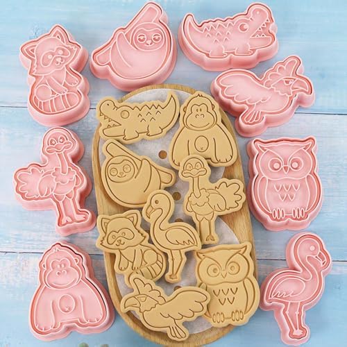 Lutoku 8 Mini Animal Cookie Cutters Set with 3D Raised Design