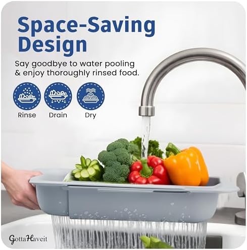 GottaHaveit Over The Sink Collapsible Strainer Basket Set - 2Pack for Kitchen Use