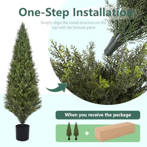 Decwin 2 Packs 5ft Artificial Cedar Topiary Trees 1