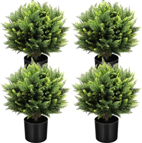 Zeyune 4-Piece Outdoor Cedar Topiary Ball Trees