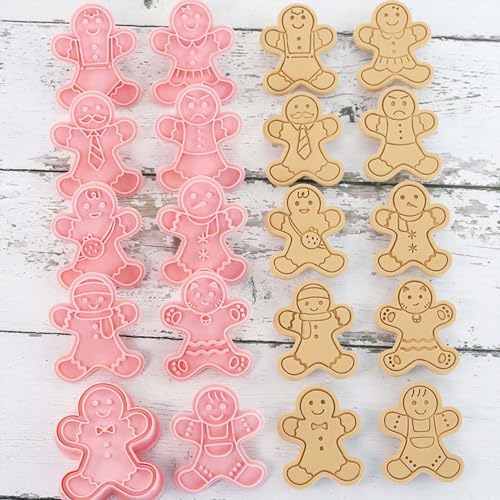 10 Mini Gingerbread Man Cookie Cutters 3D Raised Christmas Ornament