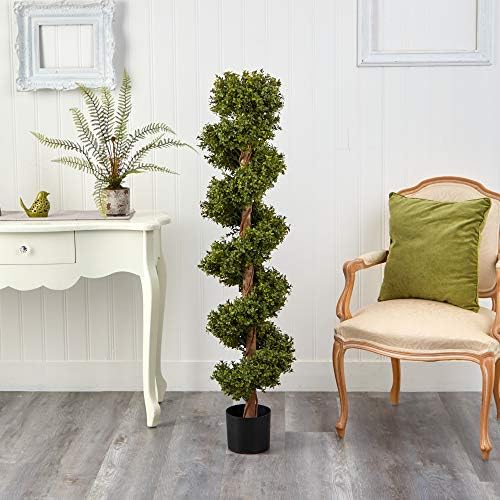 5ft Boxwood Spiral Topiary Nearly Natural