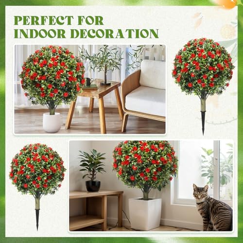 Lunmon Outdoor Artificial Topiary Balls Set of 2 24-Inch