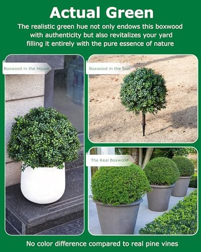 276inch Boxwood Topiary Fake Plant UV Resistant Outdoor Decor