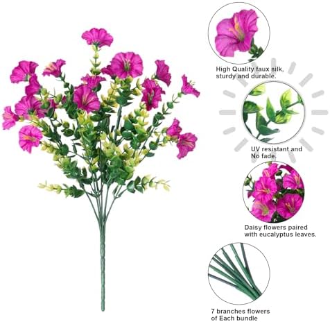 IVYDALE Natural-Aesthetic Outdoor Fuchsia Morning Glory Eucalyptus Plant Bundle