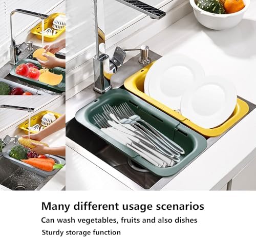 Extendable Sink Colander for Vegetables Pasta Collapsible Strainer BasketBlackDouble sink