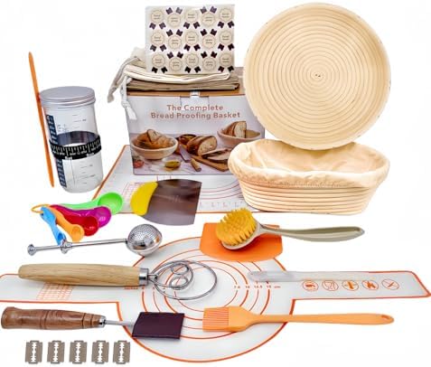 VnkloMes Bread Proofing Basket Set 20 Components for Professional and Home Bakers