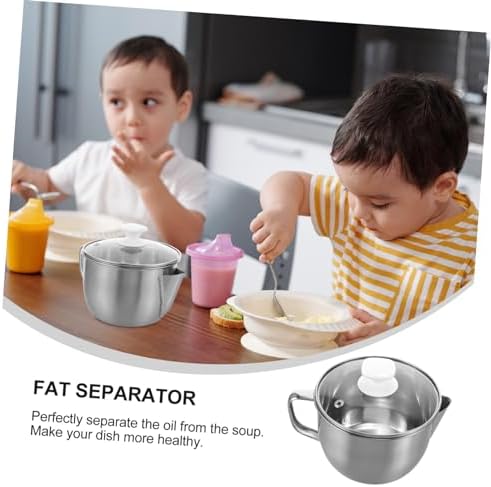 Stainless Steel Oil Strainer Pot with Glass Lid for Grease Removal