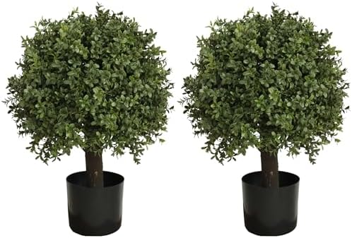 24 Faux Boxwood Outdoor Topiary Set of 2