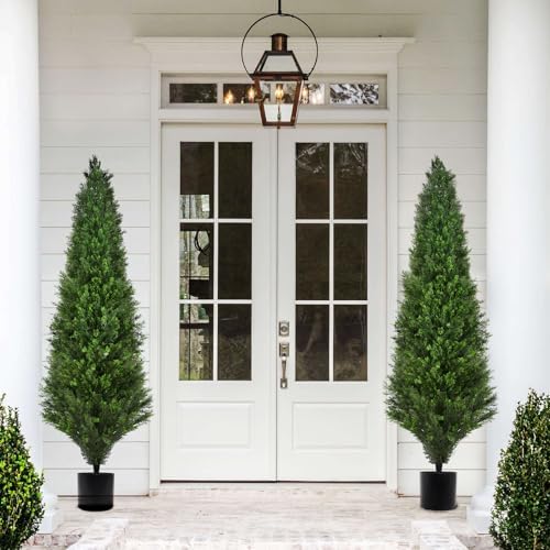 Decwin 2 Packs 5ft Artificial Cedar Topiary Trees 1