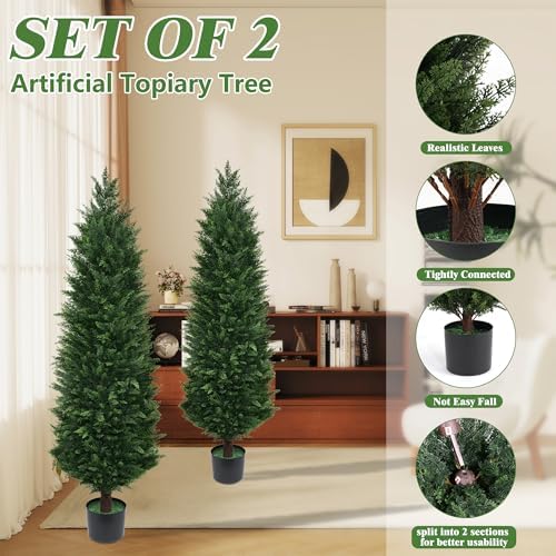 Versatile Beauty Yangrass Artificial Topiary Cedar Trees 2-Pack