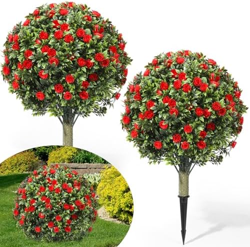 Lunmon Outdoor Artificial Topiary Balls Set of 2 24-Inch