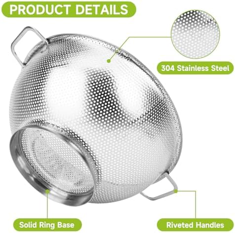 3QT stainless steel colander lifetime guarantee easy to clean