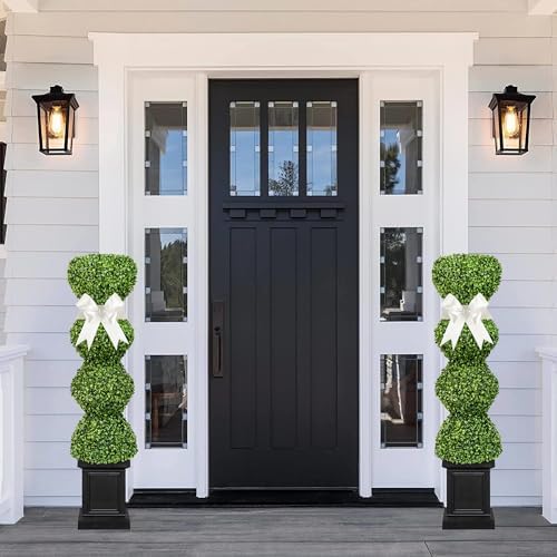 Elegant 43-inch Boxwood Topiary for Front Porch