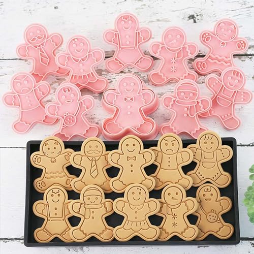 10 Mini Gingerbread Man Cookie Cutters 3D Raised Christmas Ornament