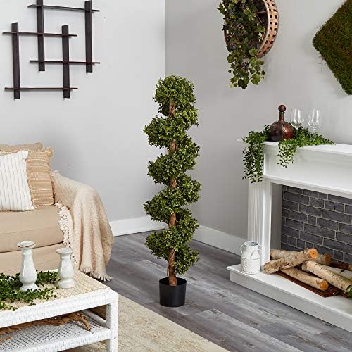 5ft Boxwood Spiral Topiary Nearly Natural