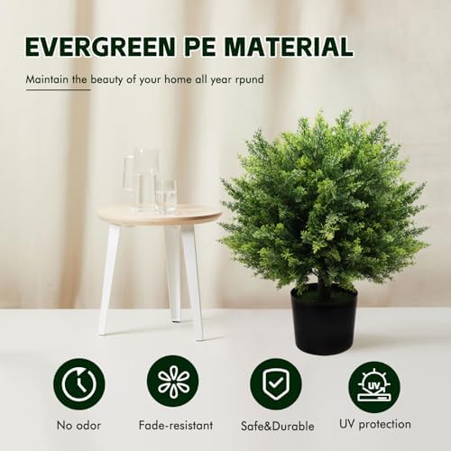 GZFDY 21-Inch Artificial Cedar Ball Trees Set of Two